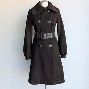 Mackage Cashmere/Wool Blend Brown Double-Breasted Peacoat